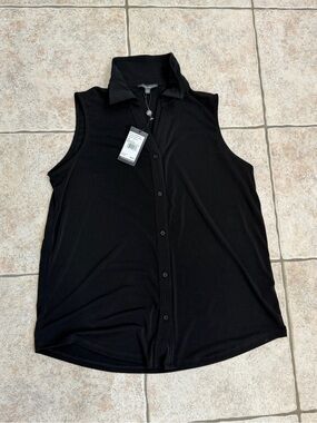 Adrianna Papell Sleeveless Black Button- size medium